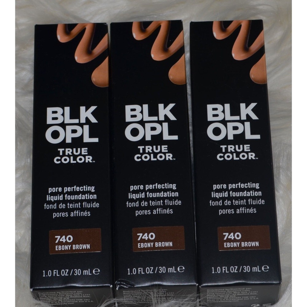 Pack of 3 BLK OPL True Color Pore Perfecting Liquid Foundation 740 Ebony‎ Brown